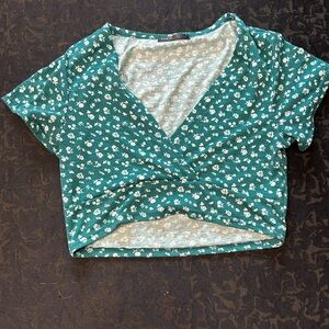 SHEIN Teal Floral Crop Top